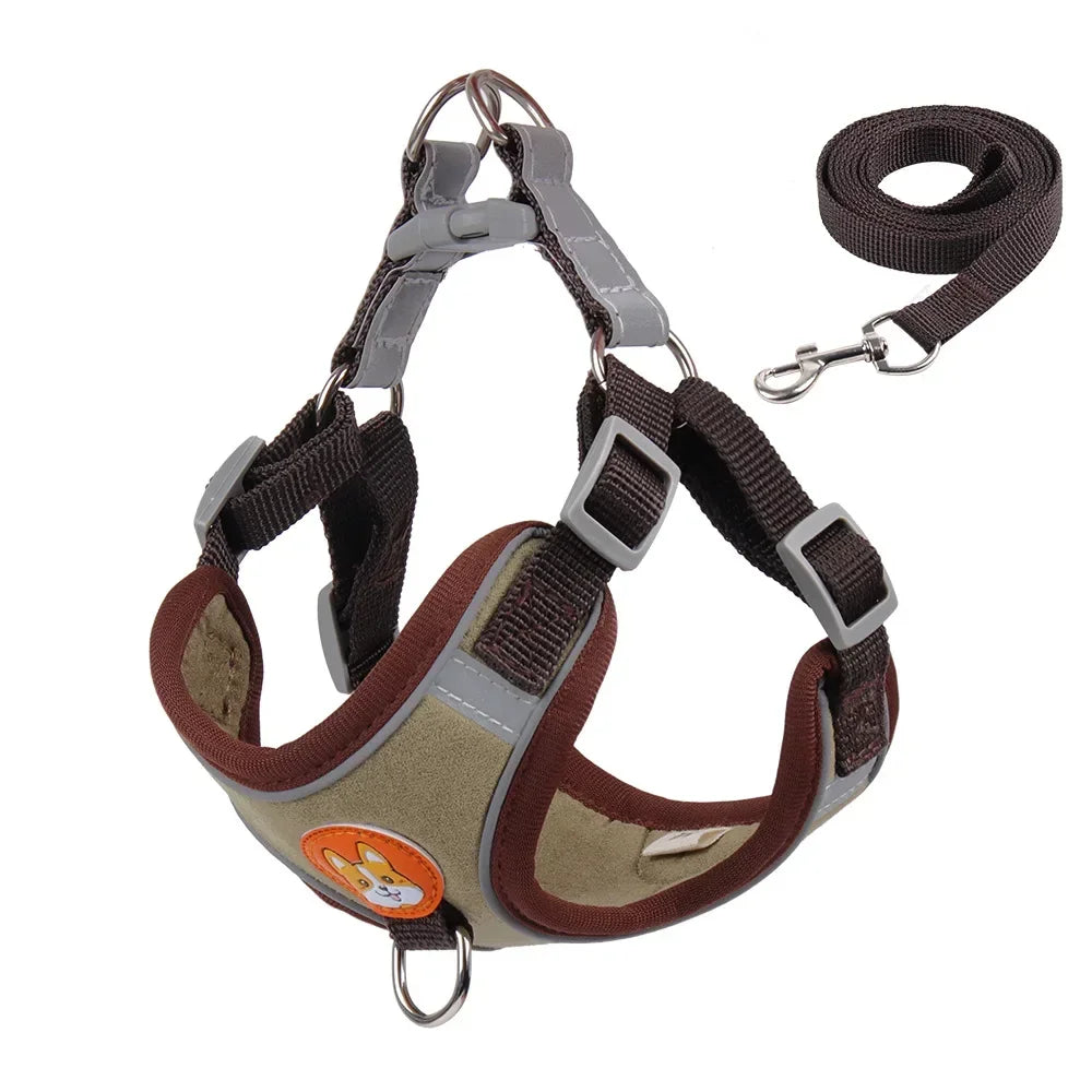 Dogs Adjustable Harness Leash Set for Small Medium Dogs Harness Vest Reflective Puppy Chest Strap Pet Walking Outdoor Supplies